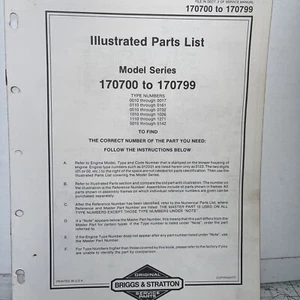 Briggs & Stratton Engine Models 170700 to 170799 Illustrated Parts Catalog List - Picture 1 of 2