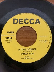 Ernest Tubb In This Corner/Baby It's So Hard To Be Good (Decca 33014) 7" VG+ - Imagen 1 de 4
