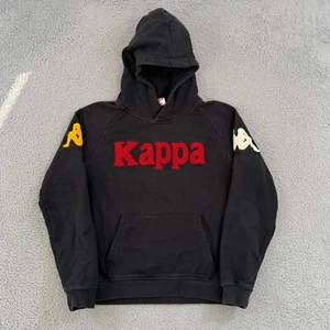 Kappa Sweatshirt Mens Medium Black Hooded College Embroidered Logo Pullover - Picture 1 of 9