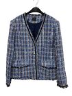 Madeleine Women?s Jacket Coat Tweet Boucle Blue Button Front XL