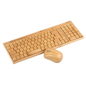 2,4 G kabellose Bambus-PC-Tastatur und Maus-Kombination Computer-Tastatur Gelb - Bild 1 von 11