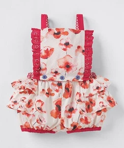 NWT Matilda Jane Baby Girls Sabine Poppy Print Bubble Romper 12-18 months NEW - Picture 1 of 4