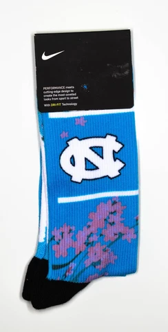 Nike Socks | L | Crew | Dri-Fit | NC Tar Heels | Cherry Blossom Design | NWT Cover