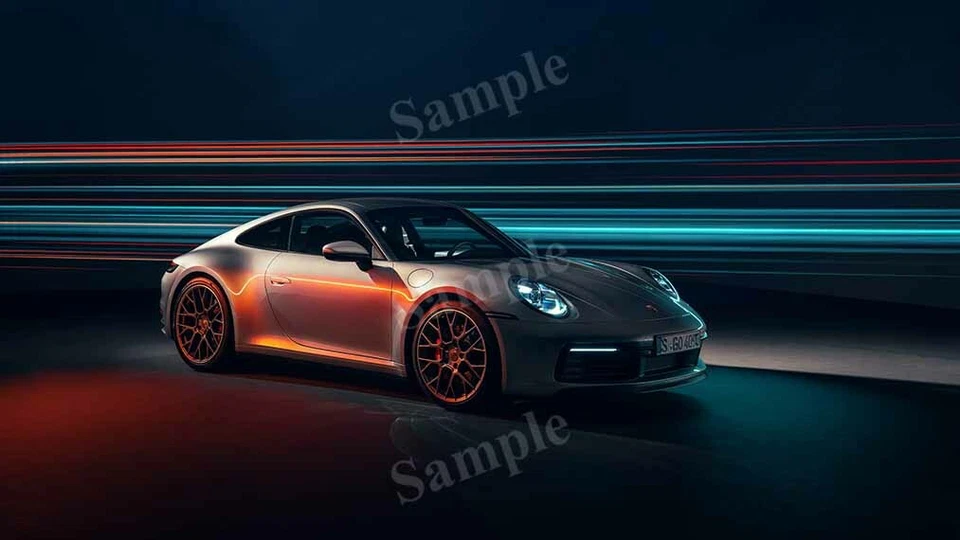 Póster fotográfico impreso decoración pared alta resolución plateado Porsche 911 Carrera 4S - CAR265 Foto 1 de 1