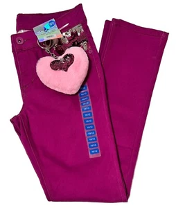 10/12-Girls My Favorite Knit Denim Jean-Magenta-Sequin-Pocket-Keychain-Heart-NWT - Picture 1 of 8