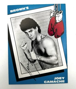 Joey Gamache Autographed 1990 Browns Boxing Card On Card Auto - Picture 1 of 2