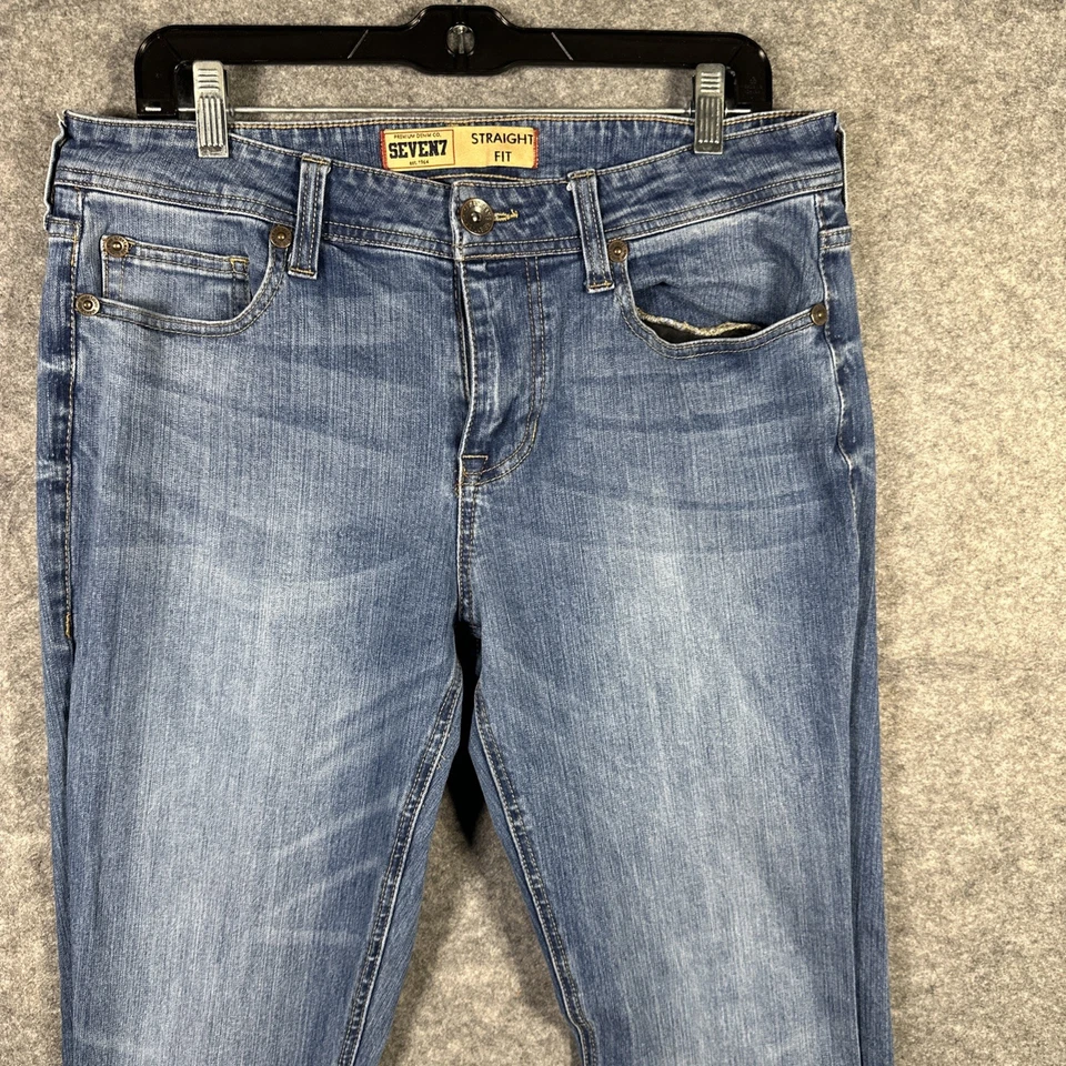 Pantalones de mezclilla premium Seven7 para hombre 32x32* calce recto bigotes cosidos bolsillos Foto 1 de 4