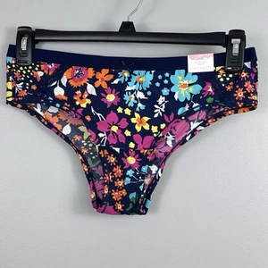 Cacique Extra Soft Cheeky Panties Size 14/16 Bright Floral Dark Blue Ruched Butt - Picture 1 of 6