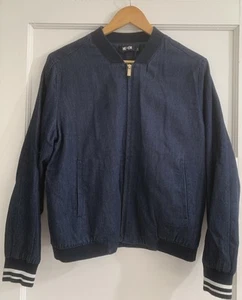 ME AND EM - Women’s Blue Denim Bomber Jacket SIze 12 - Imagen 1 de 15