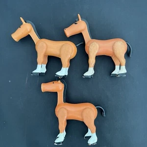Fisher Price Little People Vintage Brown Farm Western Horses One Ear - Picture 1 of 6