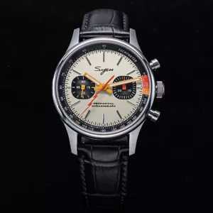 1963 reloj gaviota cuello cisne cronógrafo mecánico exhibición cuero zafiro - Imagen 1 de 31