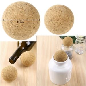 2x Premium Wooden Wine Cork Ball Stoppers Wine Decanter Plugs for Xmas Gathering