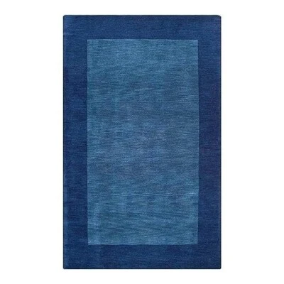 Blue Plain Abstract Design Hand-Tufted Zealand Woolen Rugs Without Tariff & duty - Image 1 of 3