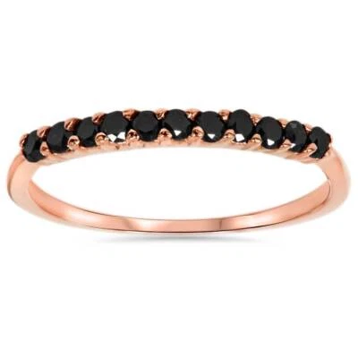 Rose Gold 1/4ct Treated Black Diamond Wedding Anniversary Ring 14Karat - Image 1 of 4