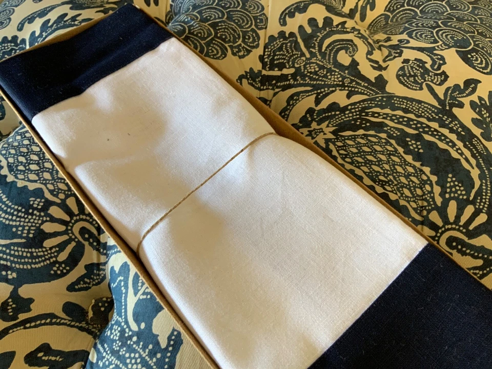 Linen Placemats Set of 4 Navy & White Stripe Retail $59 - Image 1 of 1