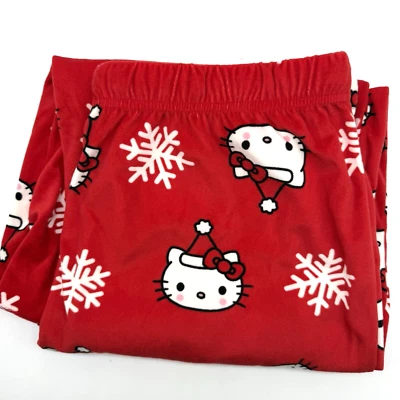 Hello Kitty Mujer COPO DE NIEVE Navidad Pijama Pantalones Talla Mediana Papá Noel Sombrero Foto 1 de 4