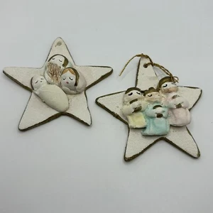 Nativity Scene Ceramic Star Ornaments Puerto Rico Frances Traviza - Picture 1 of 5