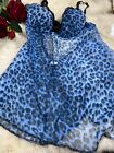 Fruscio Blue Leopard Print Padded Camisole Top Sleepwear  Size It4c Us36c Eu80c