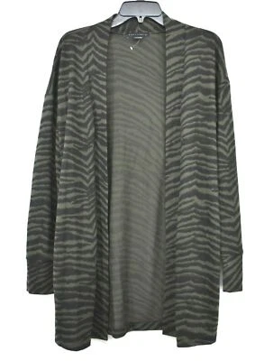 Sanctuary Womens Green Zebra Print Cardigan Open Front Slip Pockets Stretch S - Image 1 of 4