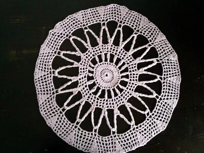 Pink crochet doily Lace tablecloth Handmade table cover 17 inches Vintage style - Image 1 of 4