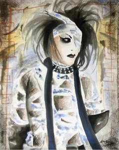 Watercolor Jrock Visual Kei Harajuku Fashion Punk - ACEO Archival Print 8 of 10 - Imagen 1 de 1