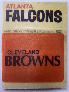 Parche de tela de fútbol americano Fleer NFL 1972 pegatinas Atlanta Falcons y Cleveland Browns - Imagen 1 de 4
