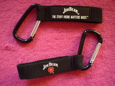 Schlüsselanhänger Motiv- JIM BEAM THE STUFF INSIDE MATTERS MOST Karabiner+Stoff