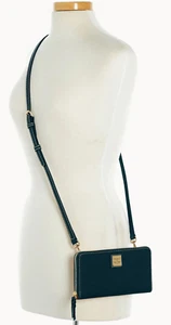 Dooney & Bourke Large Zip Around Wristlet Crossbody Wallet Black - Picture 1 of 24