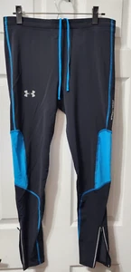 Under Armour Leggings Donna Nero Blu L Heatgear Pantaloni a Compressione - Foto 1 di 11