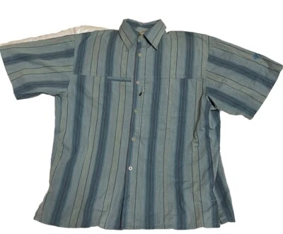 Mountain Hardwear Drummond Shirt Mens XL Blue Western Striped Zip Pocket Camp - Image 1 of 4
