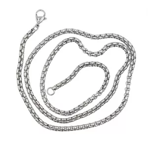 2/2.5/3/4/5mm 16-30" SMOOTH BOX ROPE SILVER STAINLESS STEEL CHAIN NECKLACE - Picture 1 of 14