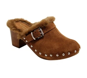 New Made in ITALY Charles David Livid Leather Faux Shearling Clog 7.5 - Picture 1 of 10