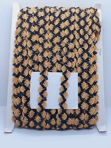 1m BLACK GOLD sequin braid trim ribbon lace bridal 15mm - Picture 1 of 2