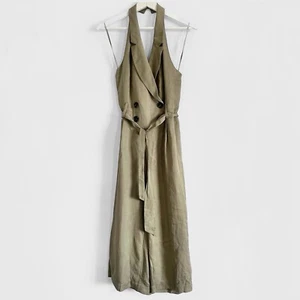 Reiss Khaki Leinen Gürtel Neckholder Jumpsuit Gr UK 8 - Bild 1 von 10