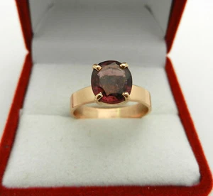 Solid 18k Rose pink Gold Oval Rhodolite Garnet Solitaire Ring size 6.25 - Picture 1 of 12