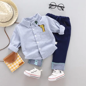 Newborn Toddler Kids Boys Striped Long Sleeve Top T Shirt Pants 2Pcs Outfit Set - Imagen 1 de 8