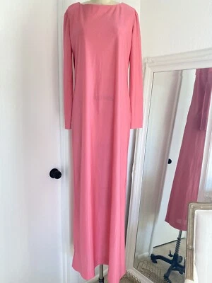 Maxi Vestido de Piso Discoteca Vintage Años 60 70 Rosa Brillante Tonificado Joya Foto 1 de 4