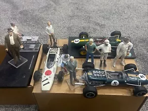 3 X MODELLINI AUTO IN METALLO F1 1/20 ANNI 60 + FIGURINE: EBBRO HONDA LOTUS CLIMAX CLARK - Foto 1 di 24