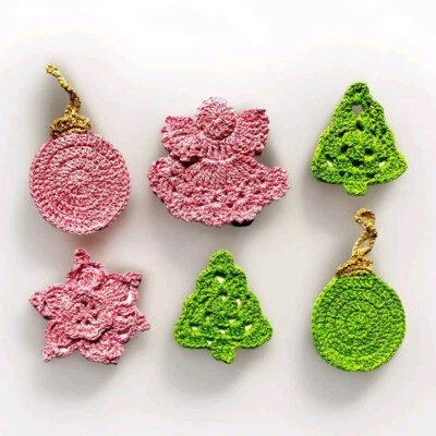 6 Copos de Nieve de Navidad Ángel Crochet Navidad Adorno Único Bolas de Navidad Foto 1 de 4