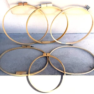 Vintage Holz Stickrahmen GROSS 27” Oval 23” Rund Schraube Spannung Menge 6 - Bild 1 von 10