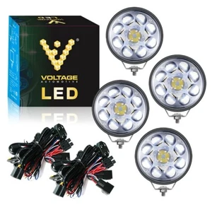 5" Round Work Light LED Pods 4pcs Spot Light 8000K with Harnesses for Auto Truck - Picture 1 of 6