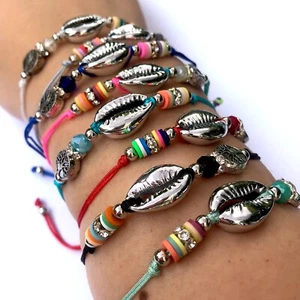 Sommer Kaurimuschel Strand Freundschaftsarmband Meer Boho Perlen Muschel Schmuck - Bild 1 von 11