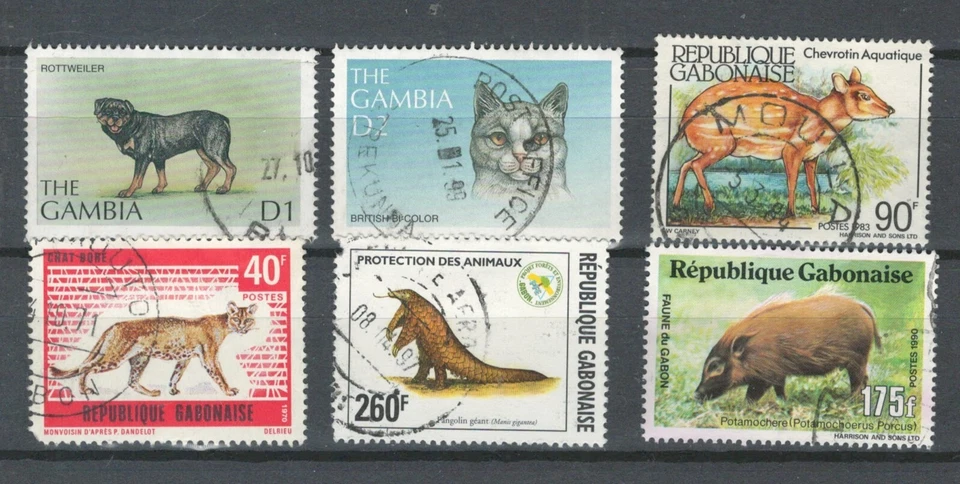 GABON FRENCH COLONIES AFRICA  SELECTION WILDLIFE ANIMALS  USED STAMPS (GA 520) - Image 1 of 1