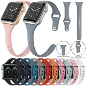 Slim Silicone iWatch Band Soft Strap for Apple Watch 10 9 8 7 6 5 4 3 SE 2 Ultra - Picture 1 of 16
