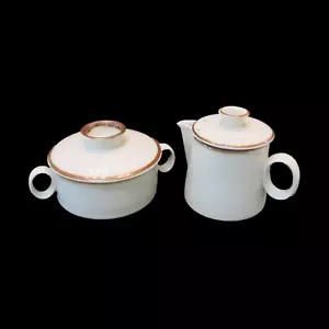 Dansk Designs Denmark NR Brown Mist Cream & Sugar Set With Lids Niels Refsgaard - Picture 1 of 7