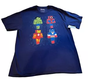 Marvel Mens Avengers Minecraft Superheroes Hulk, Iron Man SpiderMan Shirt NWT XL - Imagen 1 de 6