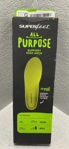 Superfeet All-Purpose Support High Arch Insoles (Green) Size G Men’s 13.5-15 - Picture 1 of 4