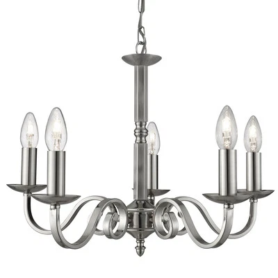 Lampadario Contemporaneo Richmond Acciaio Argento 5 Luci E14 - Immagine 1 di 4