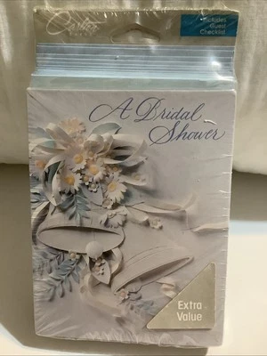 Invitaciones de ducha nupcial vintage ~ tarjetas Carlton, paquete de 20 campanas de boda nuevas en paquete Foto 1 de 4