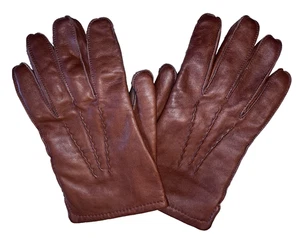 GUANTES Suaves Vintage REALES 100% CUERO Talla M SILLA DE MONTAR Marrón Granoe Forrados en Cachemira - Imagen 1 de 6